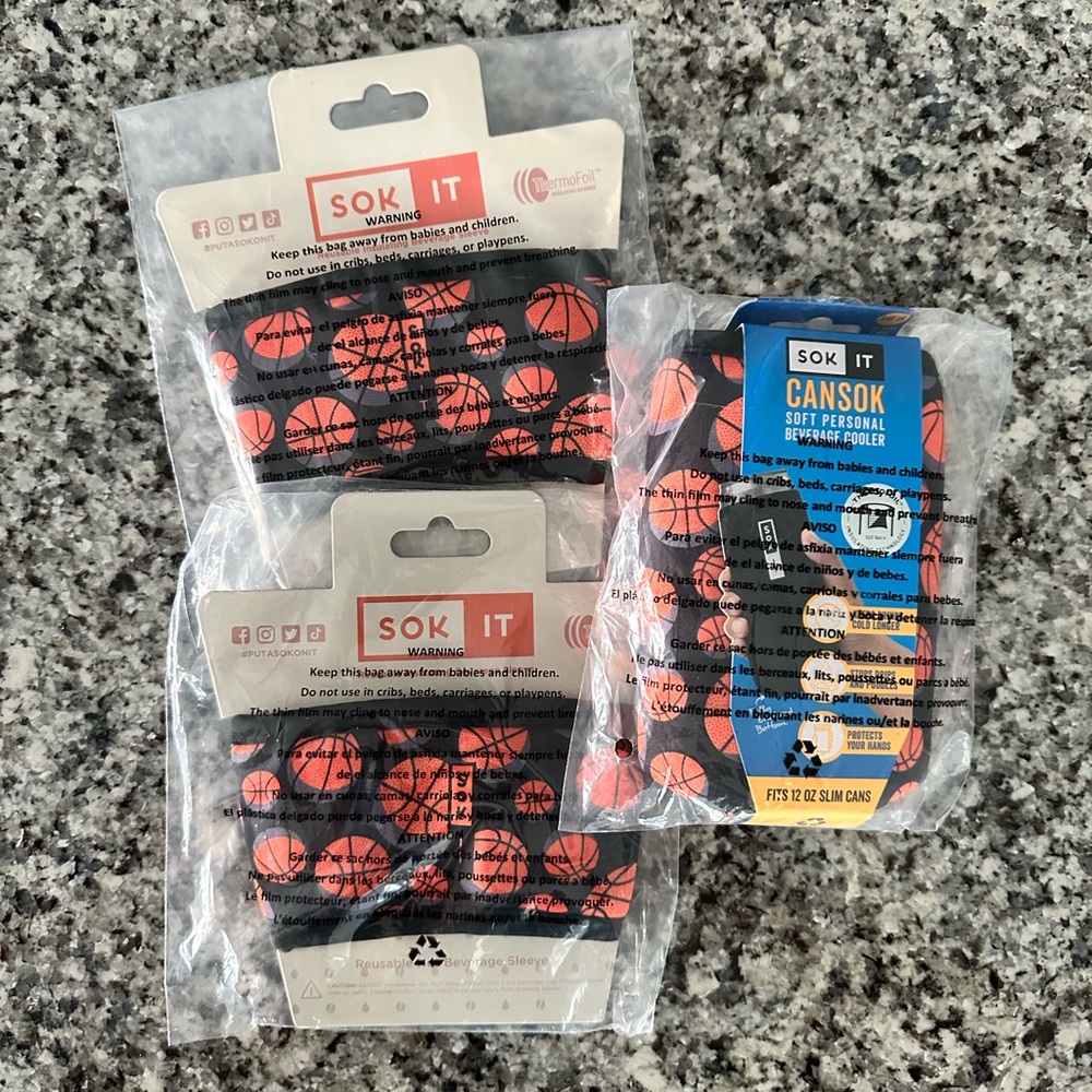 SOK IT Basketball Can Cooler Sleeves and 2 hot sleeves